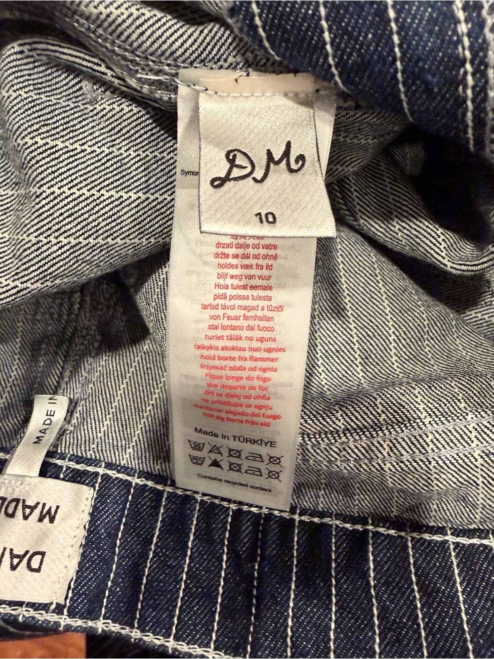 Damson Madder Pinstripe Carpenter Cargo Jeans Wide Leg Blue Size 10 - Picture 9 of 11